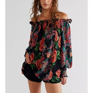 Free People floral Elena Printed off the shoulder Top size S